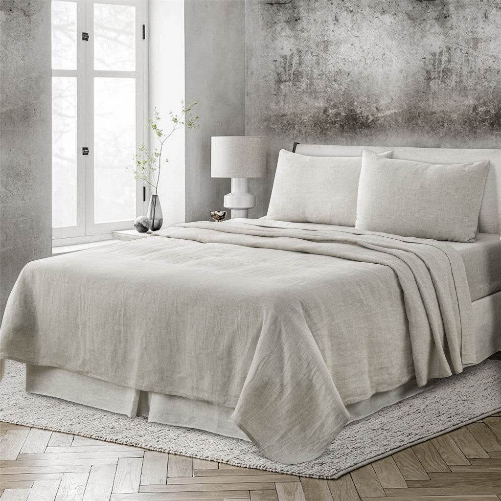 Light Gray Linen King Flat Sheet - Loft&Timber