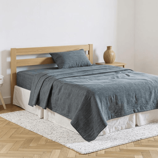 Slate Gray Linen Twin Flat Sheet - Loft&Timber