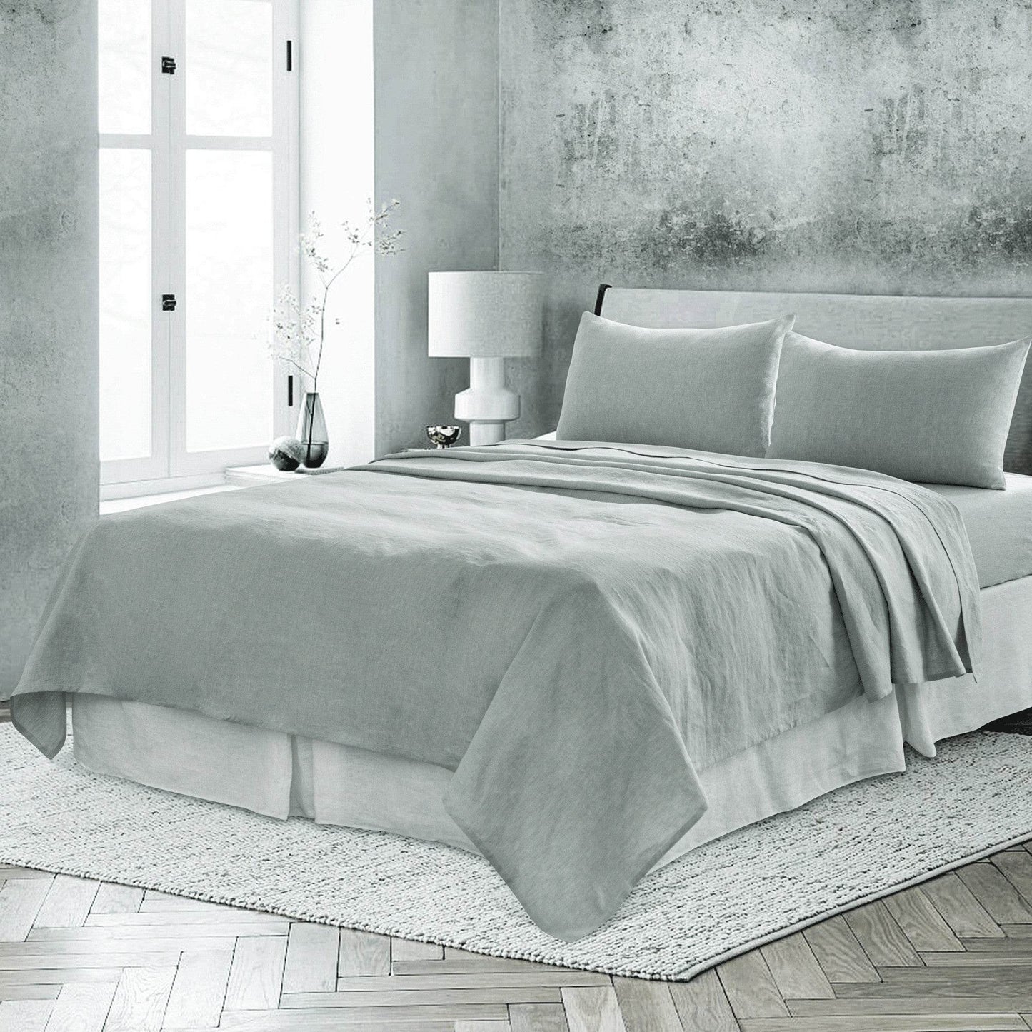Blue Linen Twin Flat Sheet - Loft&Timber