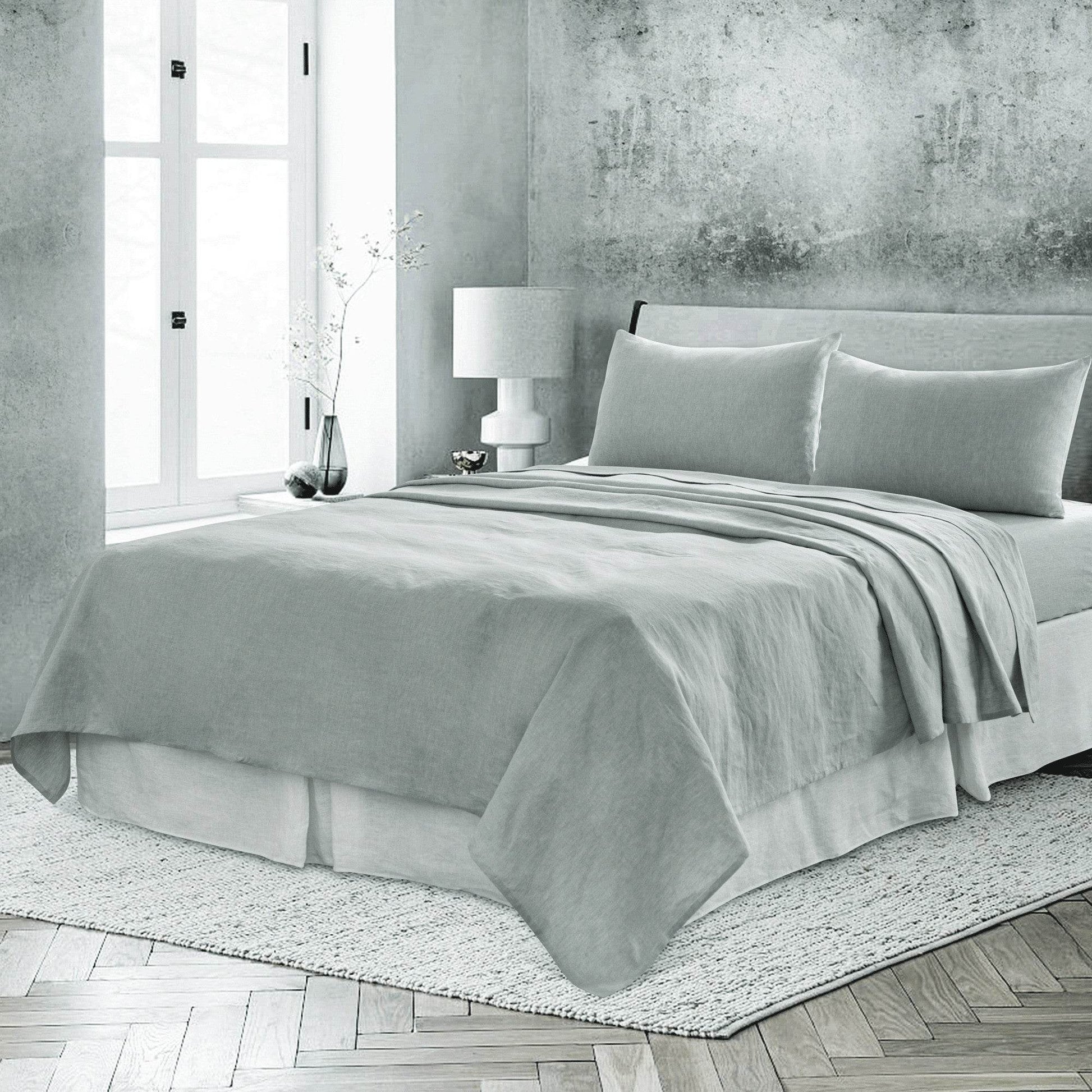 Blue Linen Twin Flat Sheet - Loft&Timber