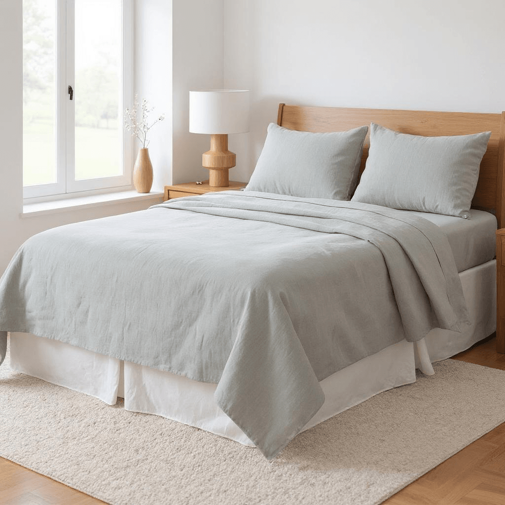 Blue Linen Twin Flat Sheet - Loft&Timber