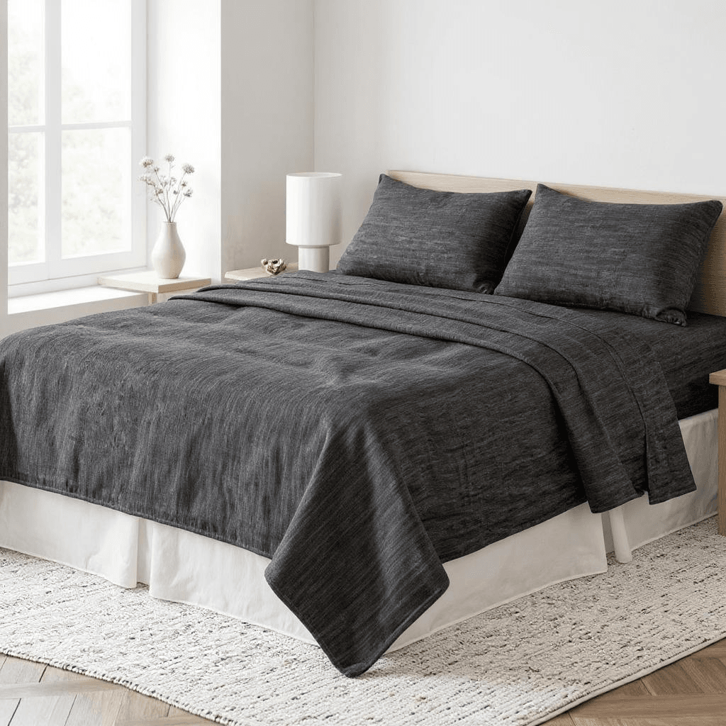 Onyx Linen King Flat Sheet - Loft&Timber