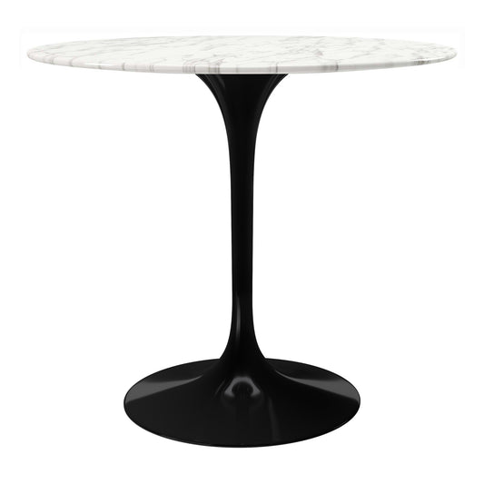 32" White And Black Marble And Metal Dining Table - Loft&Timber