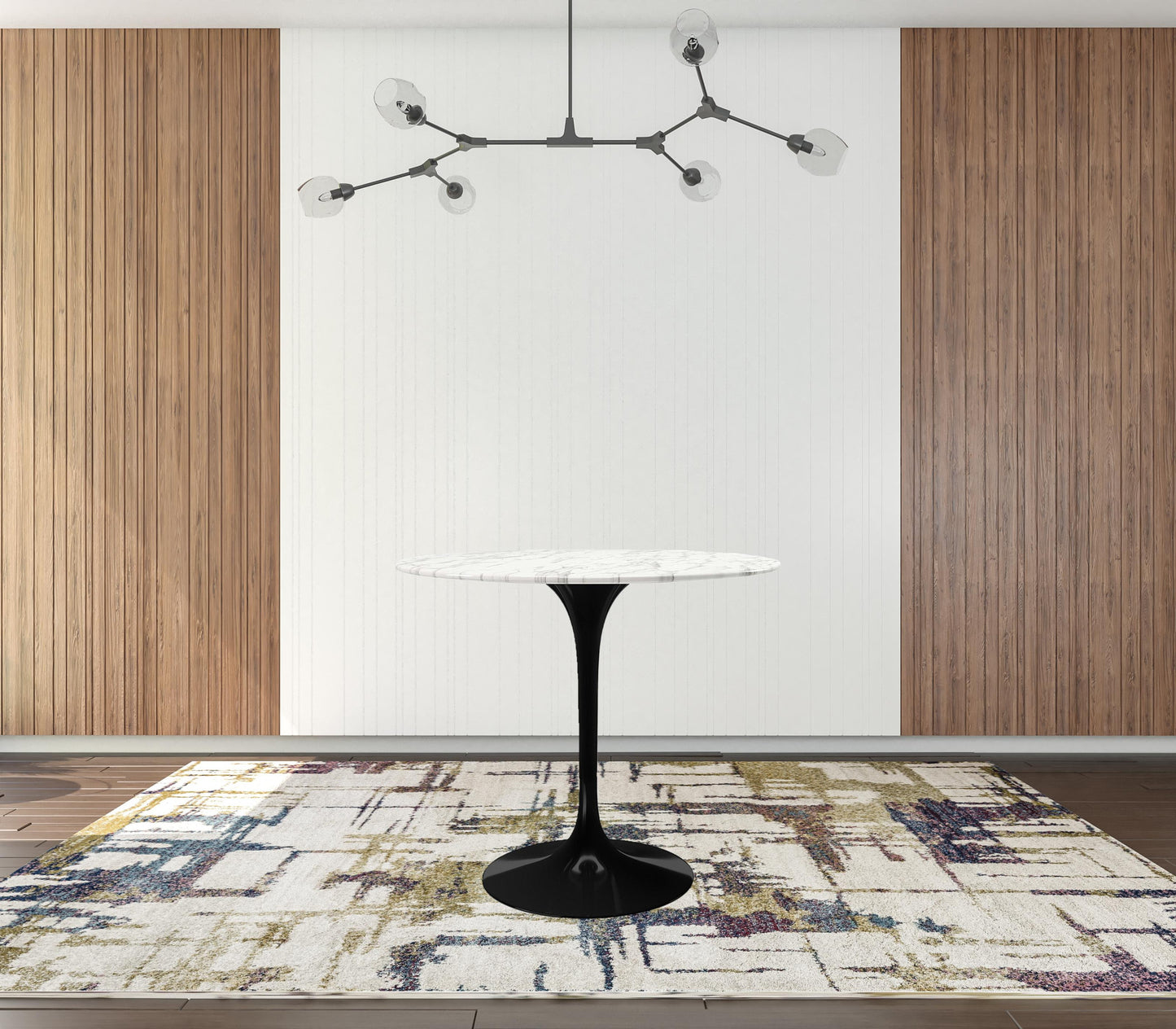 32" White And Black Marble And Metal Dining Table - Loft&Timber