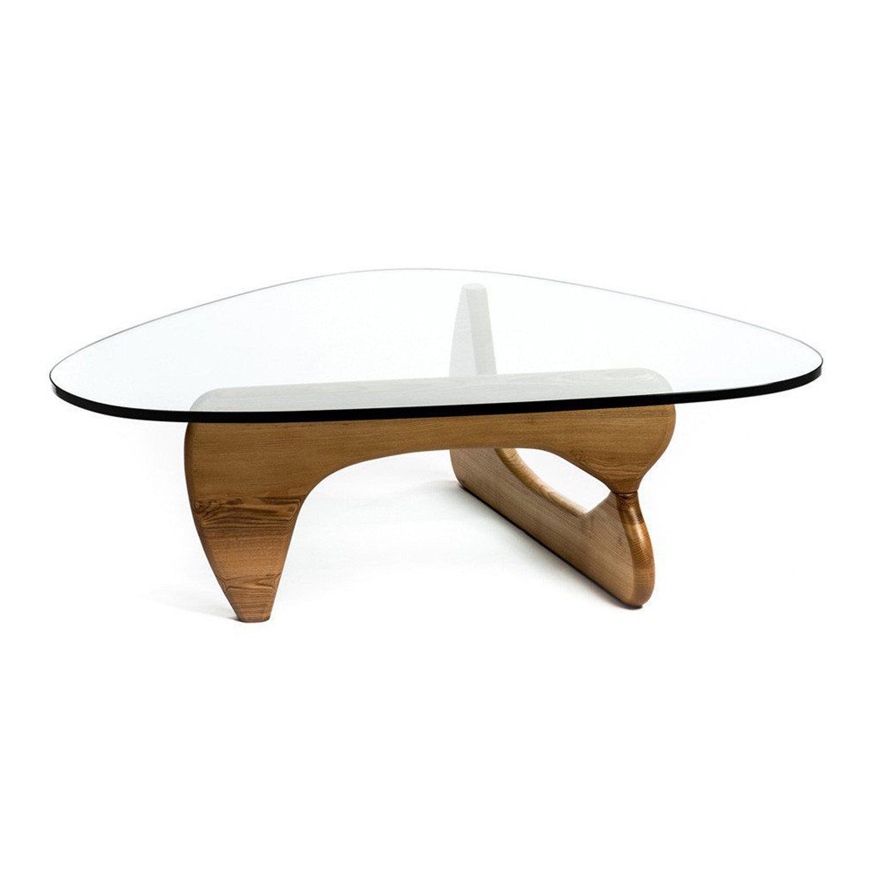 50" Clear And Brown Glass And Solid Wood Triangle Coffee Table - Loft&Timber
