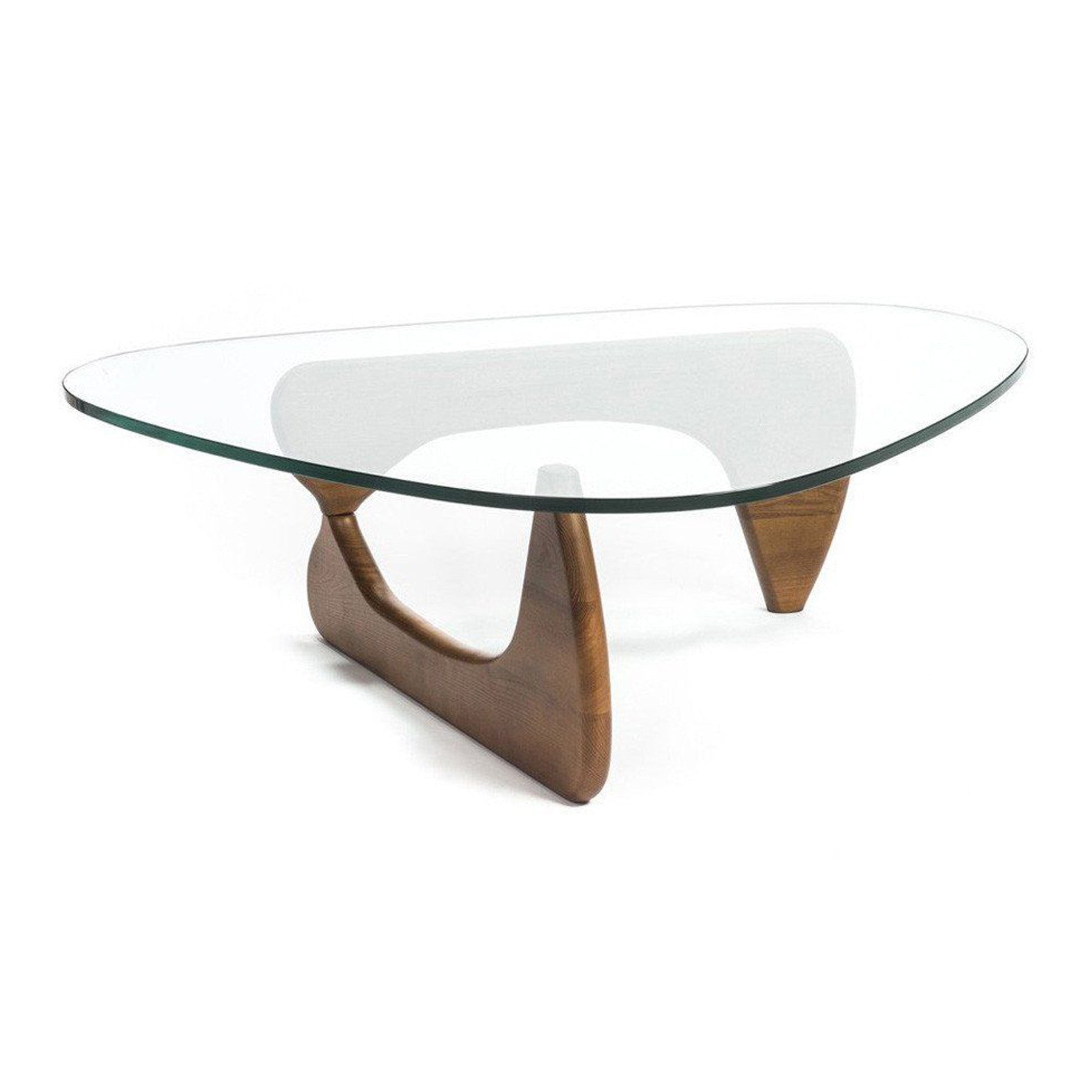 50" Clear And Brown Glass And Solid Wood Triangle Coffee Table - Loft&Timber