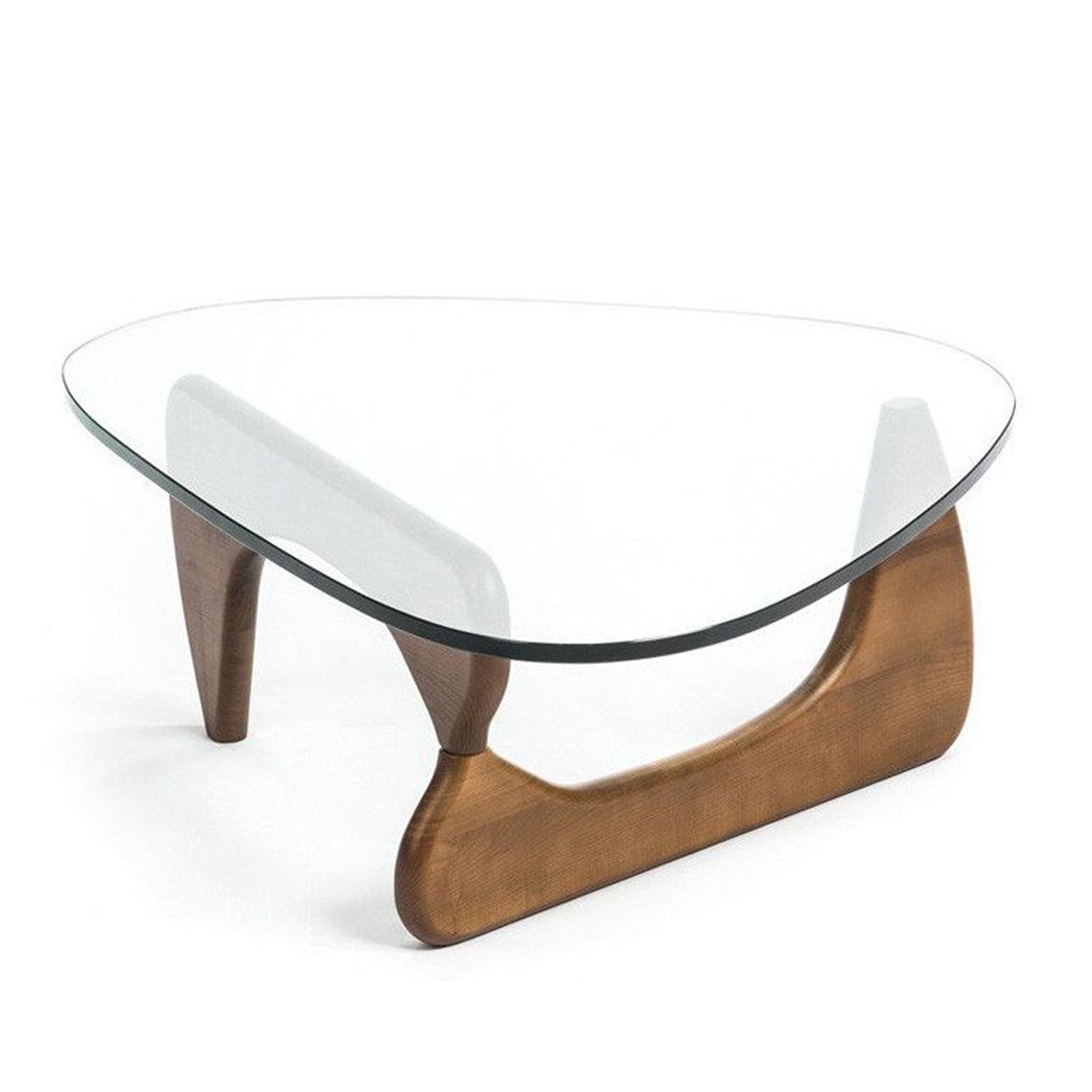 50" Clear And Brown Glass And Solid Wood Triangle Coffee Table - Loft&Timber
