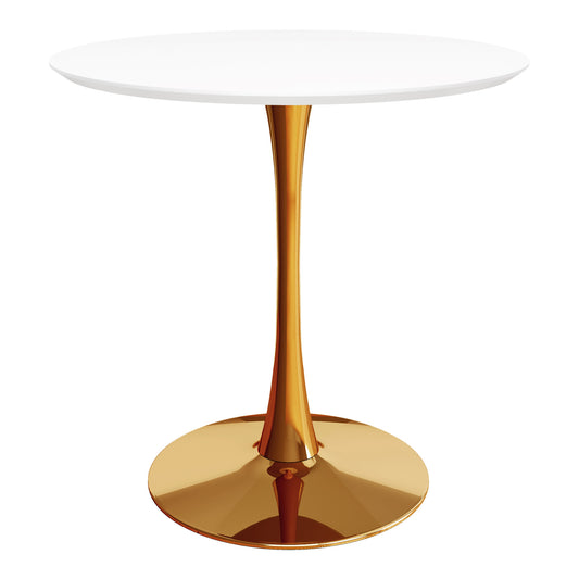 36" White And Gold Metal Dining Table - Loft&Timber