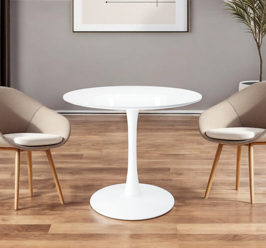 36" White Metal Dining Table - Loft&Timber