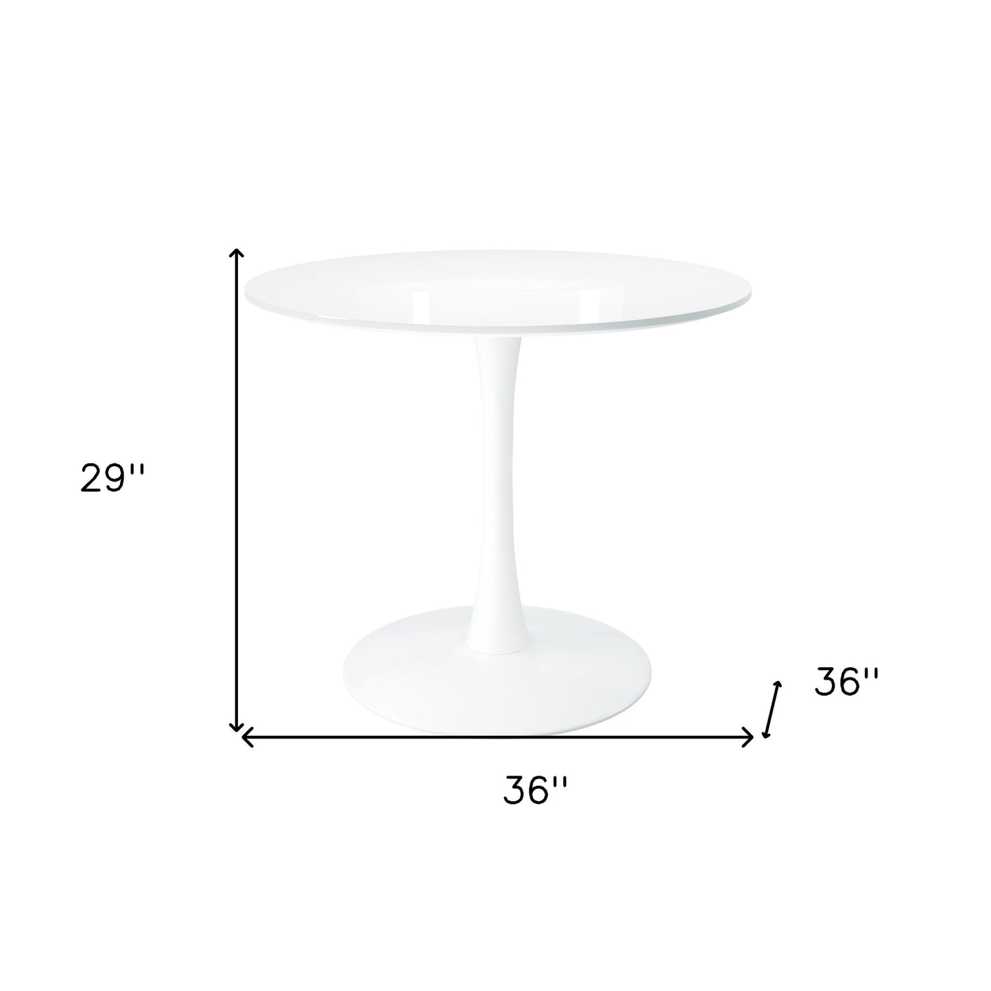 36" White Metal Dining Table - Loft&Timber