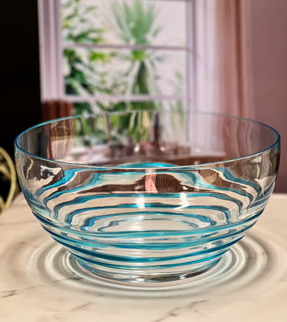 10" Clear and Blue Swirl Acrylic Round Salad Bowl - Loft&Timber