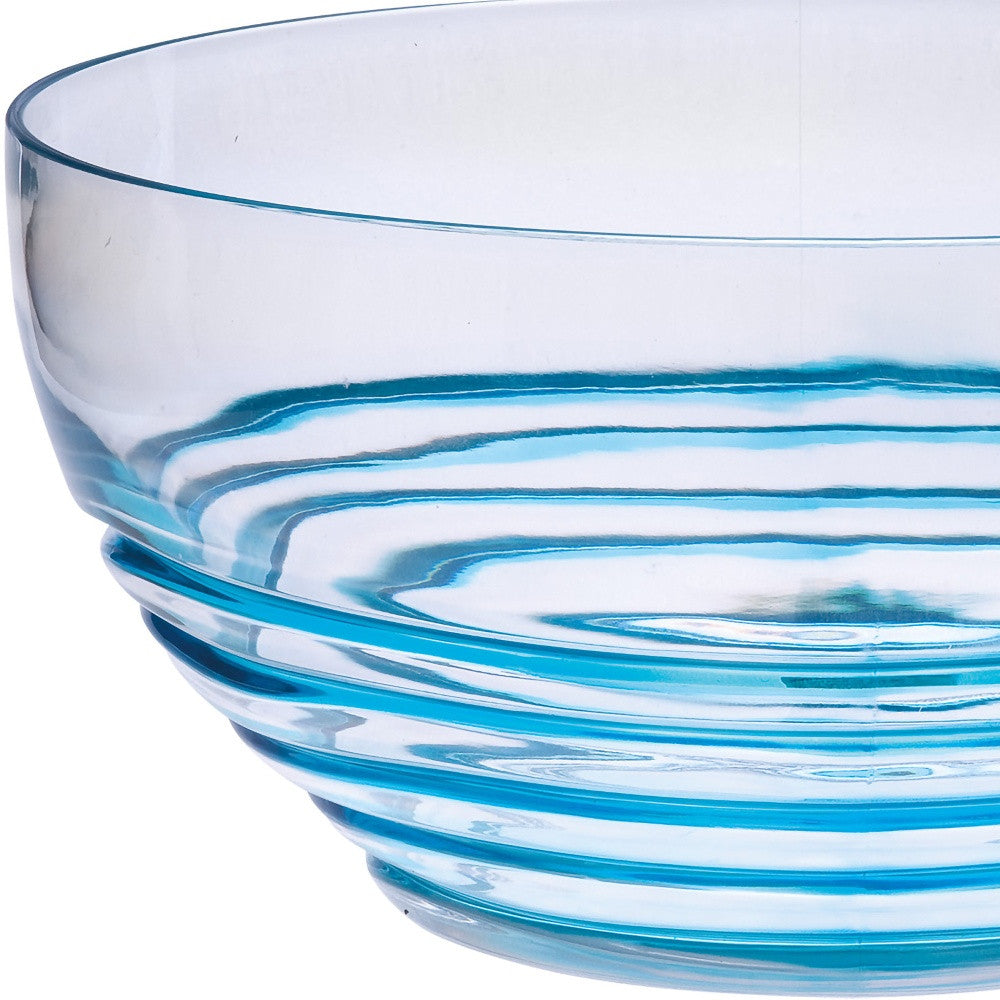 10" Clear and Blue Swirl Acrylic Round Salad Bowl - Loft&Timber
