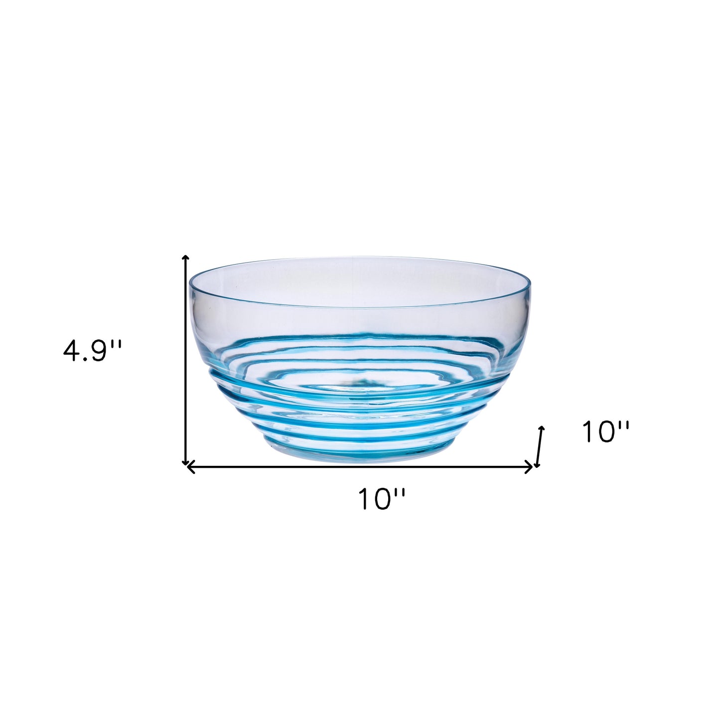 10" Clear and Blue Swirl Acrylic Round Salad Bowl - Loft&Timber