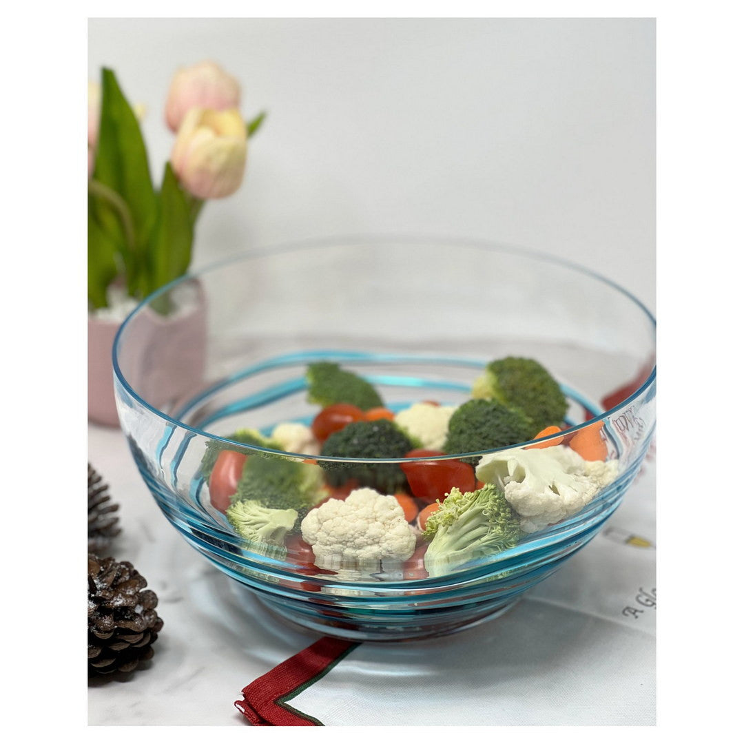 10" Clear and Blue Swirl Acrylic Round Salad Bowl - Loft&Timber