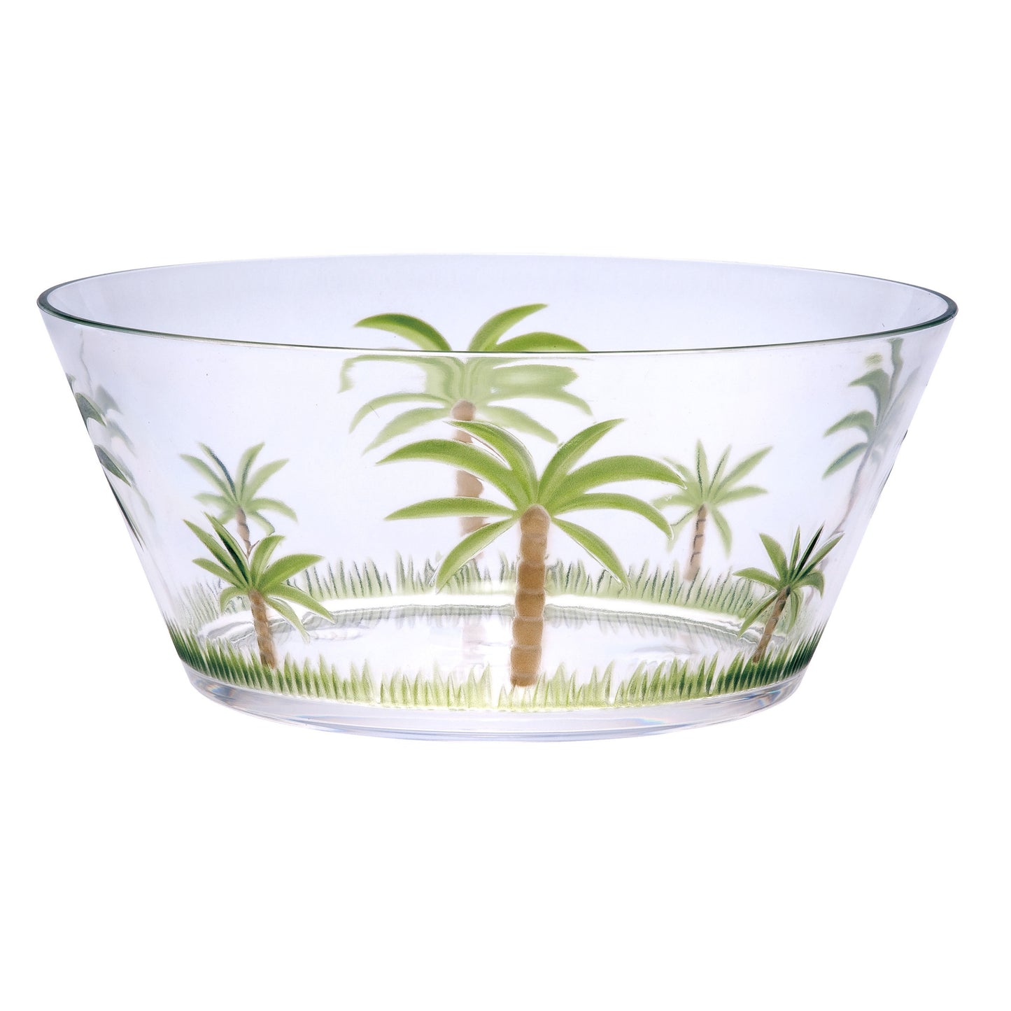 10" Clear and Green Palm Tree Acrylic Round Salad Bowl - Loft&Timber