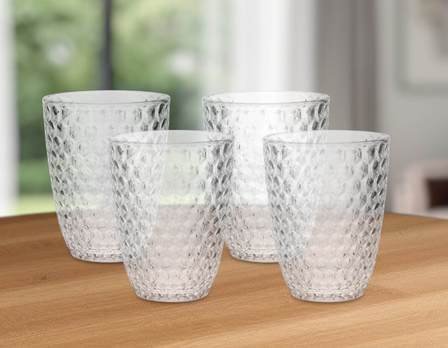 Set of Four Clear Diamond Acrylic Stemless Whiskey Glasses - Loft&Timber