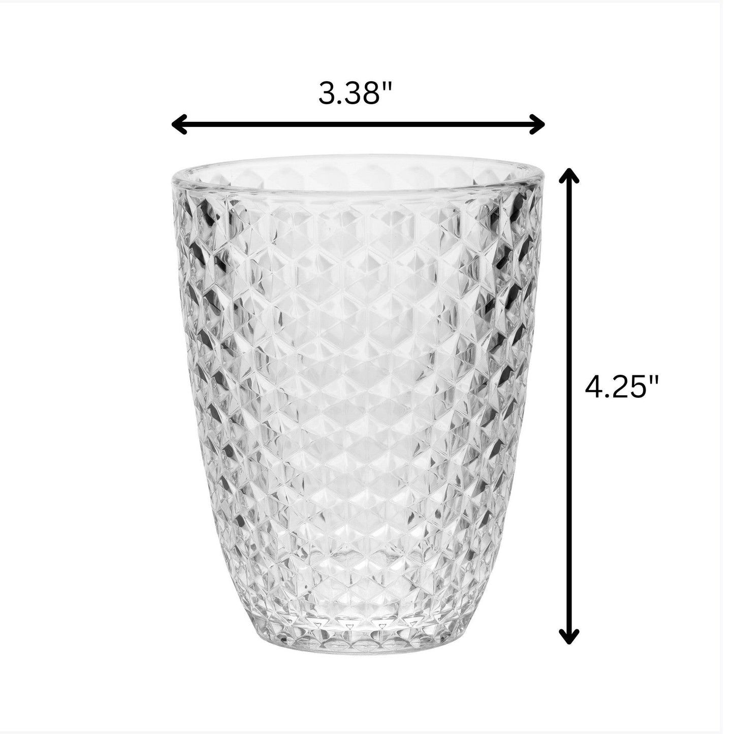 Set of Four Clear Diamond Acrylic Stemless Whiskey Glasses - Loft&Timber