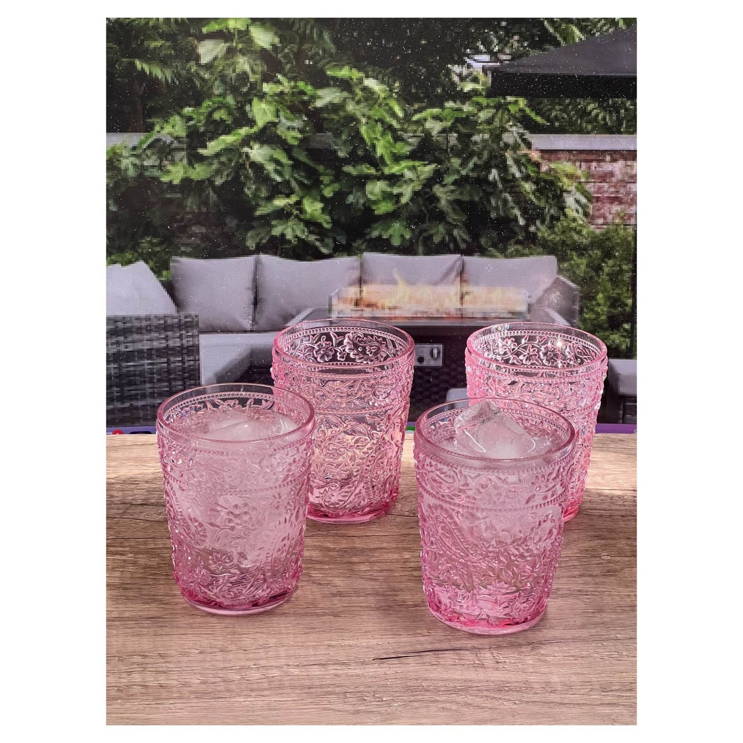 Set of Four Pink Paisley Acrylic Stemless Whiskey Glasses - Loft&Timber