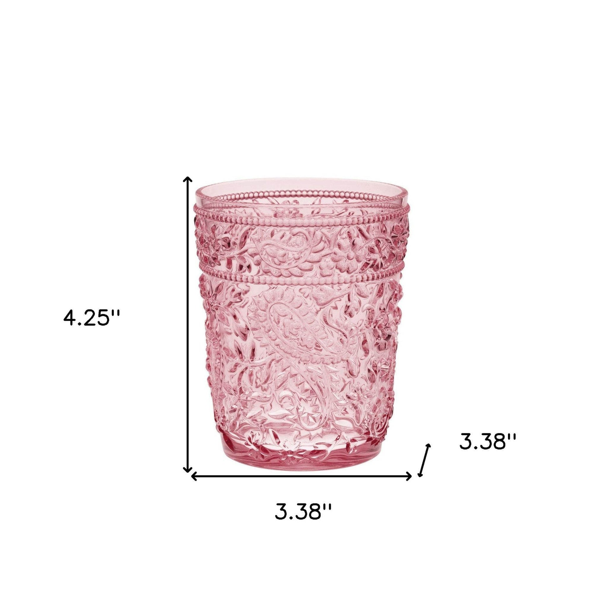 Set of Four Pink Paisley Acrylic Stemless Whiskey Glasses - Loft&Timber