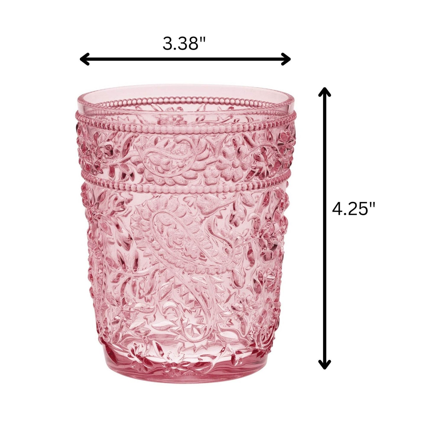 Set of Four Pink Paisley Acrylic Stemless Whiskey Glasses - Loft&Timber