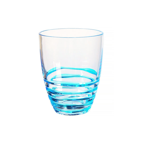 Set of Four Clear and Blue Acrylic Stemless Whiskey Glasses-0