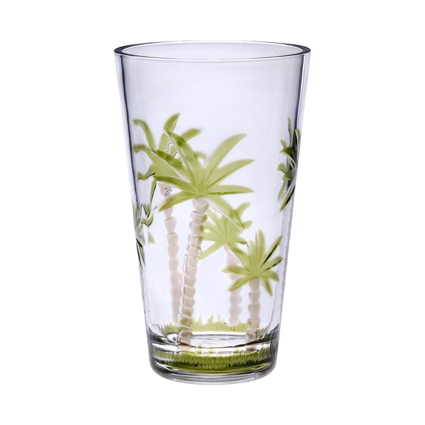 Set of Four Clear and Green Palm Tree Acrylic Highball Glasses - Loft&Timber