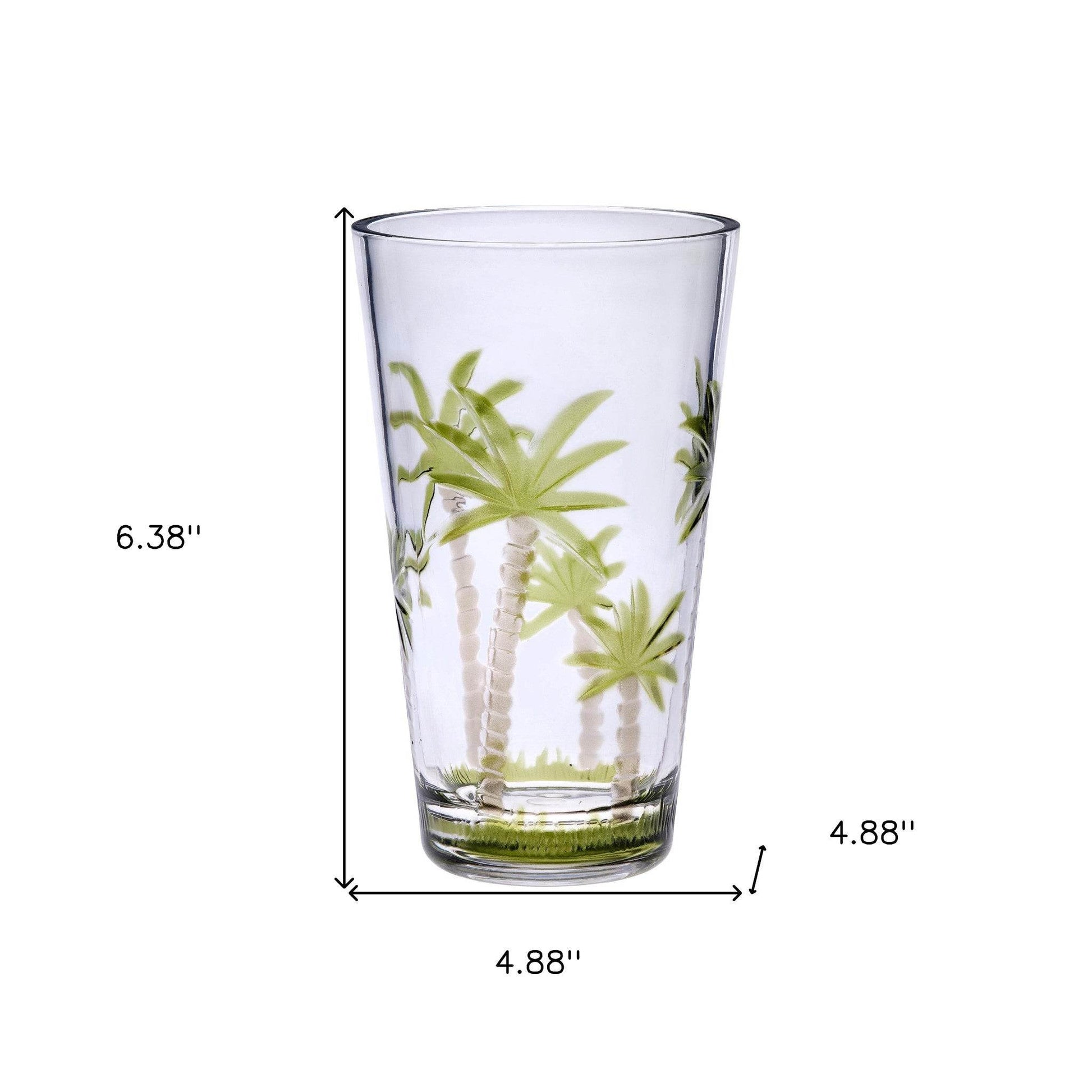 Set of Four Clear and Green Palm Tree Acrylic Highball Glasses - Loft&Timber