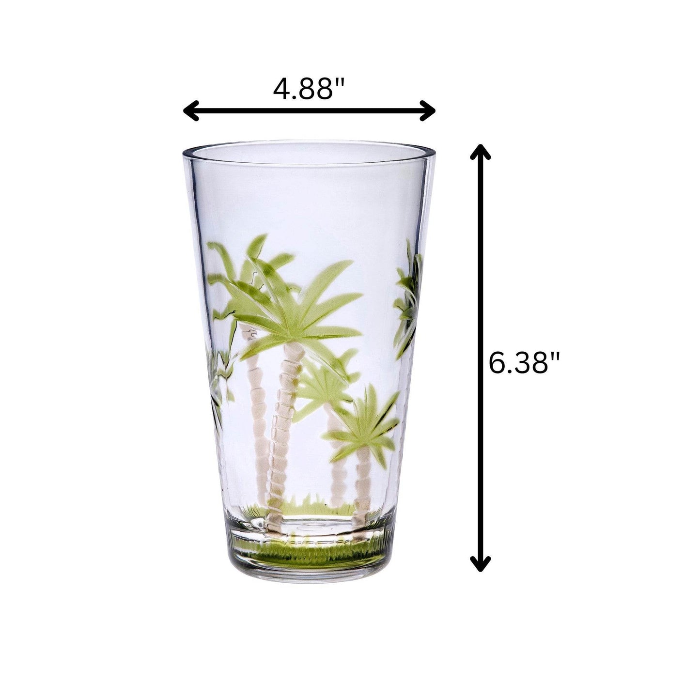 Set of Four Clear and Green Palm Tree Acrylic Highball Glasses - Loft&Timber