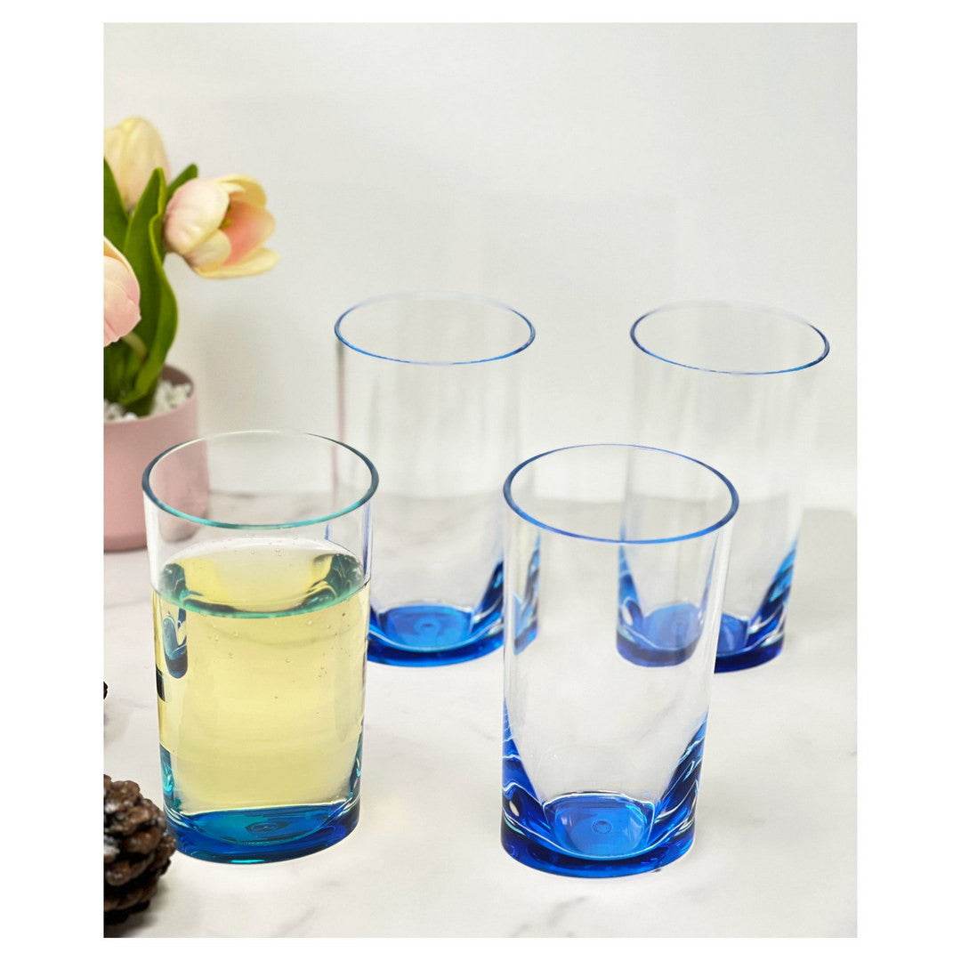 Set of Four Clear and Blue Acrylic Highball Glasses - Loft&Timber