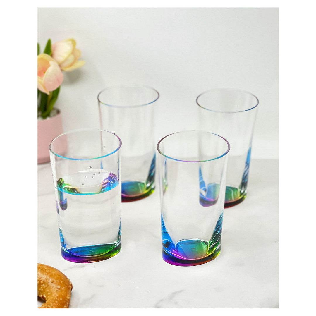Set of Four Clear and Rainbow Acrylic Highball Glasses - Loft&Timber