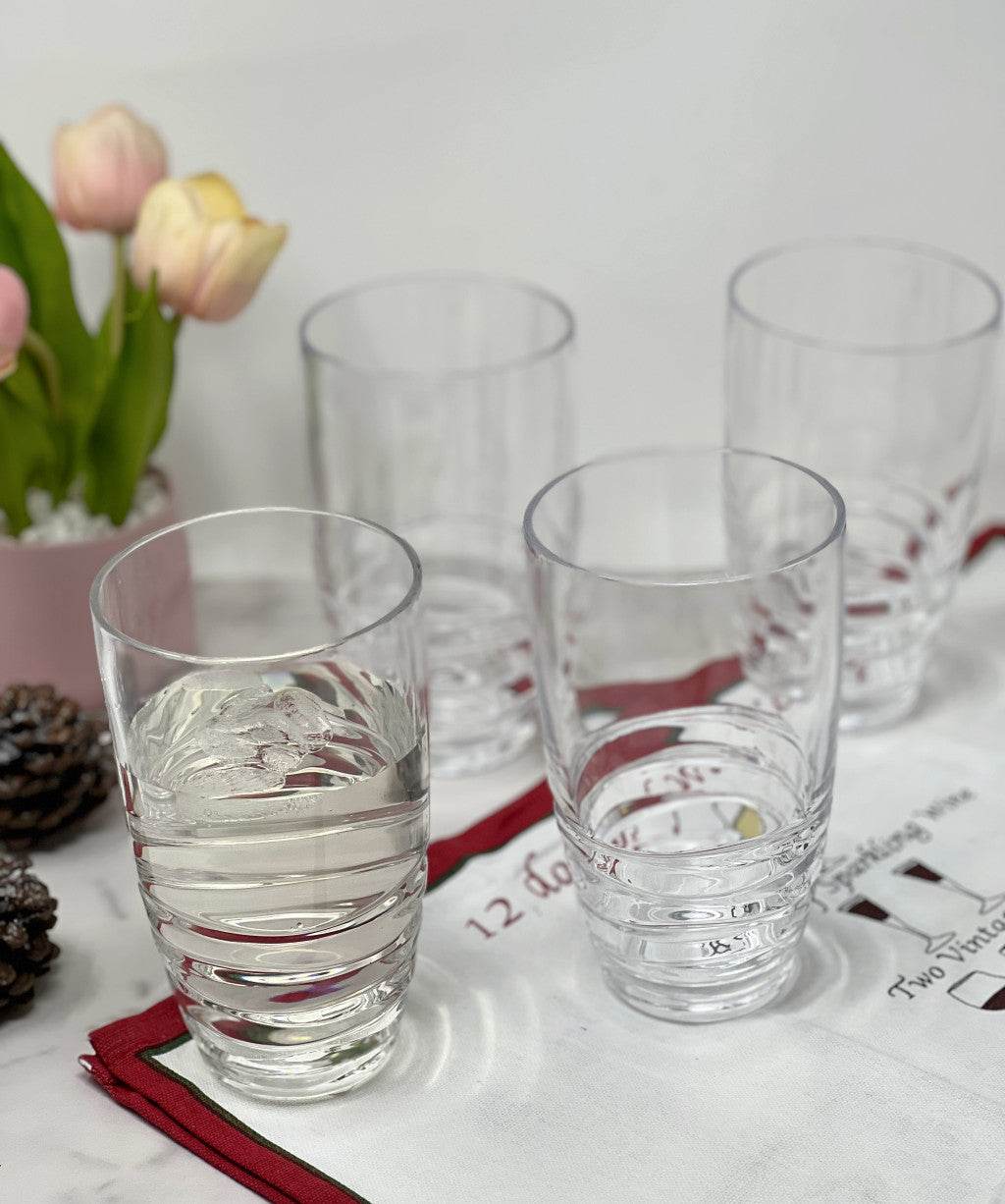 Set of Four Clear Swirl Acrylic Highball Glasses - Loft&Timber