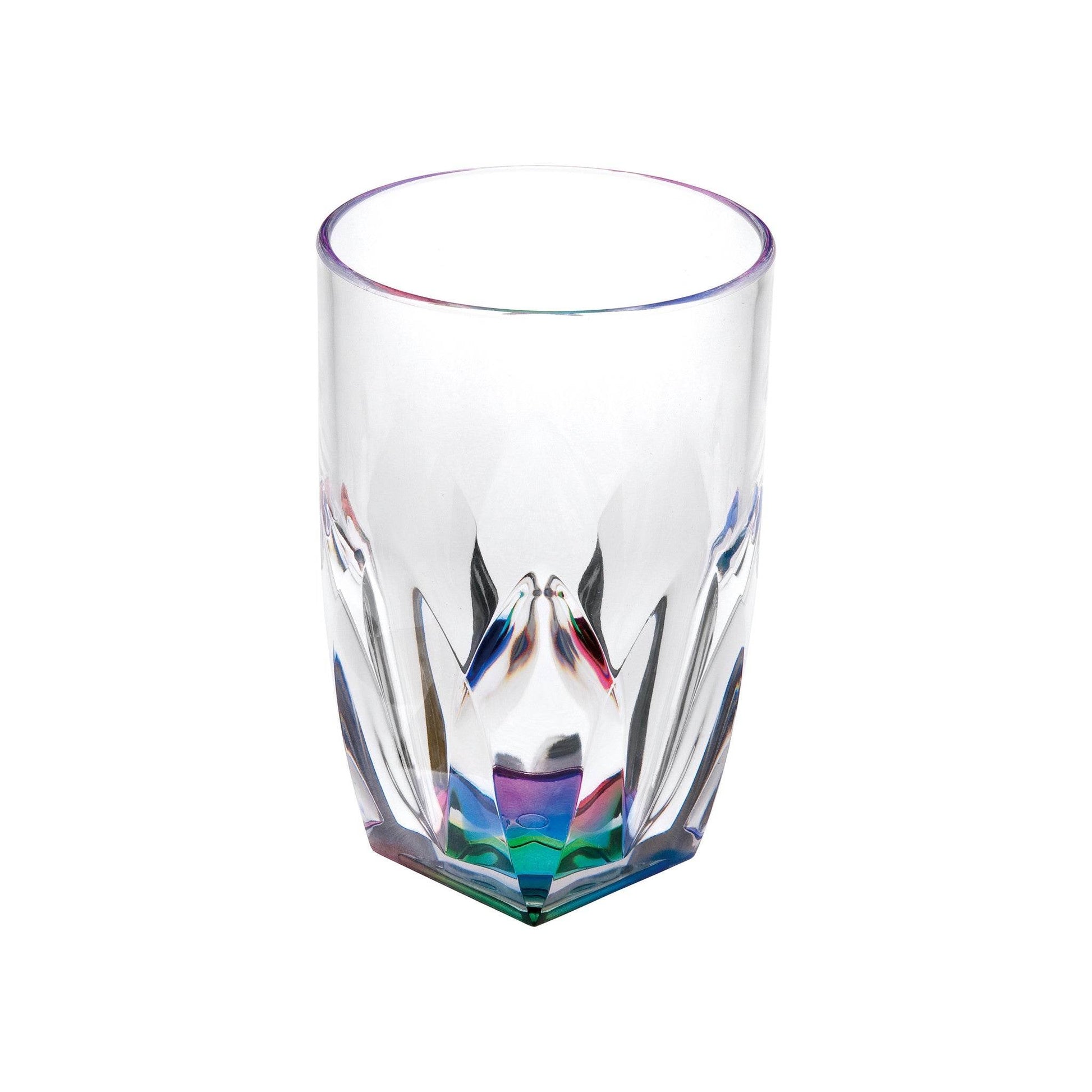 Set of Four Clear and Rainbow Geometric Acrylic Highball Glasses - Loft&Timber