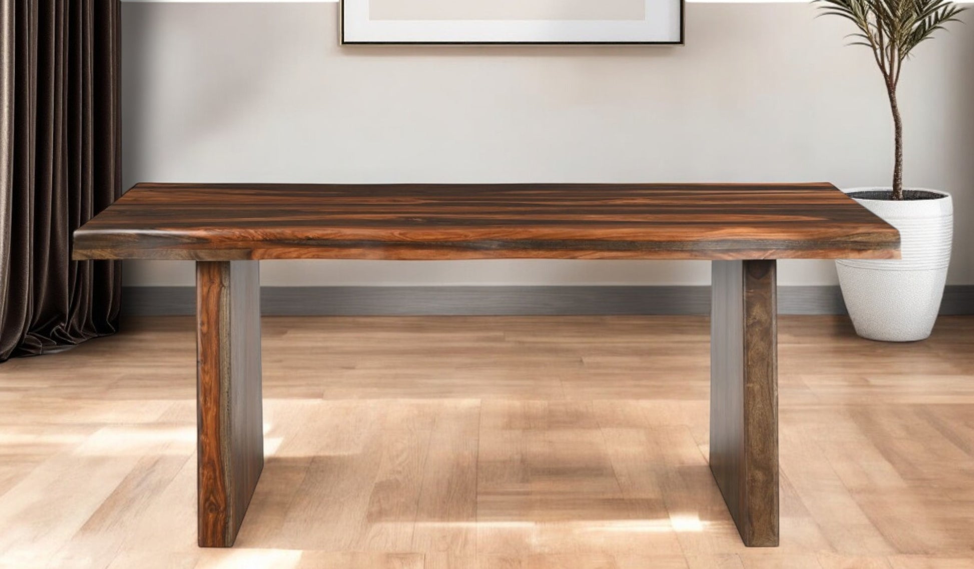 74" Dark Brown Solid Wood Dining Table - Loft&Timber