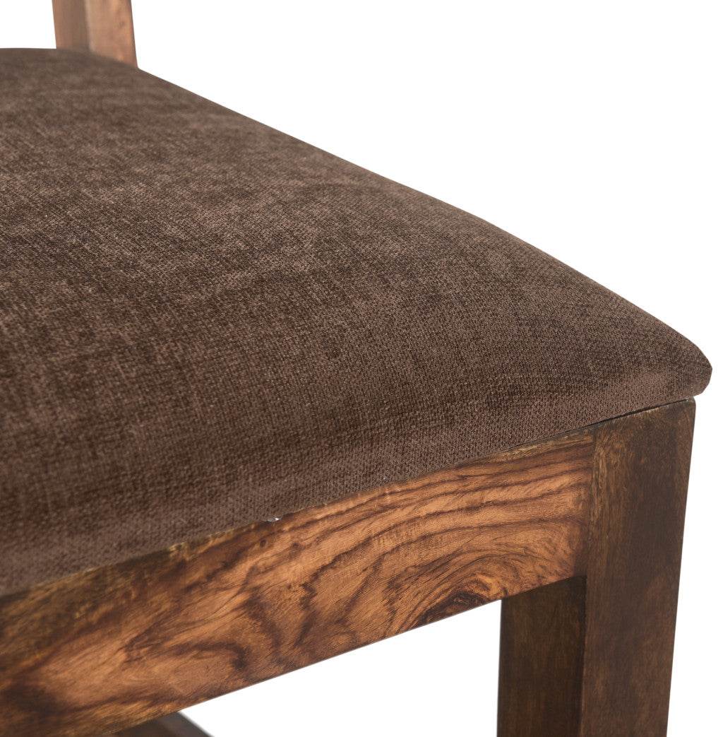 Set of Two Brown Upholstered Seat Ladder Back Dining Side Chairs - Loft&Timber