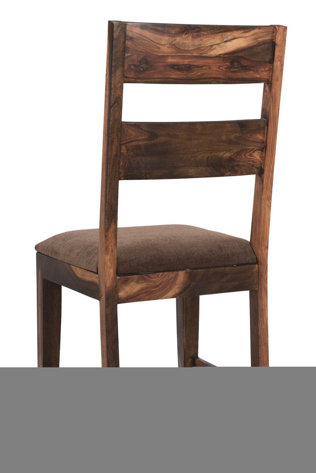 Set of Two Brown Upholstered Seat Ladder Back Dining Side Chairs - Loft&Timber