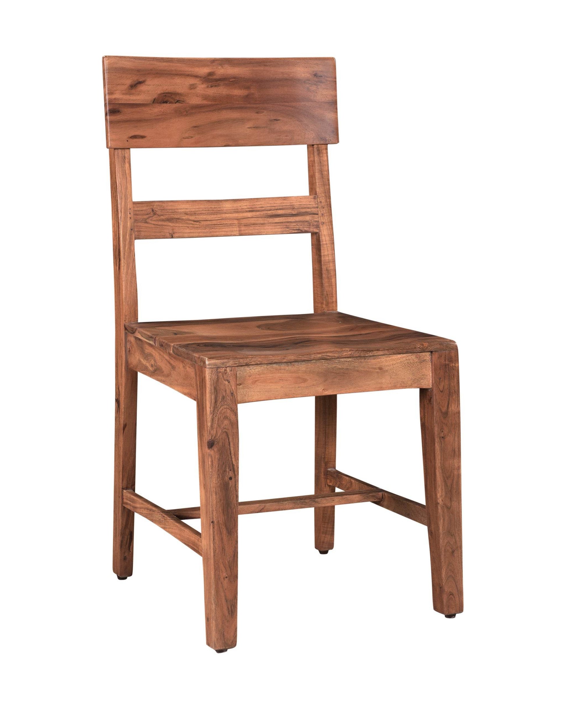 Set of Two Brown Wood Ladder Back Dining Side Chairs - Loft&Timber