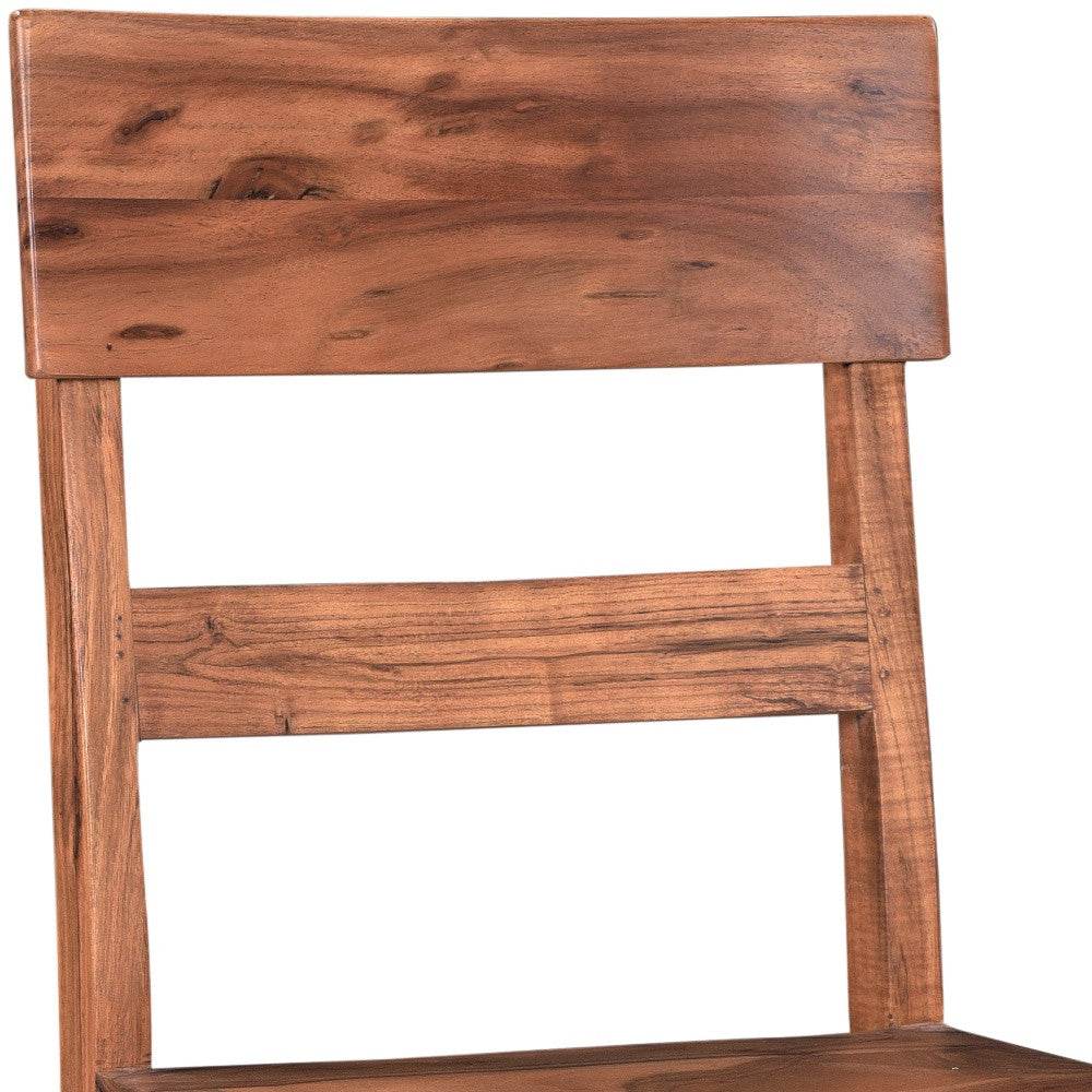Set of Two Brown Wood Ladder Back Dining Side Chairs - Loft&Timber