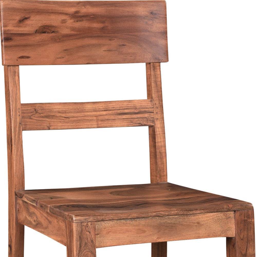 Set of Two Brown Wood Ladder Back Dining Side Chairs - Loft&Timber