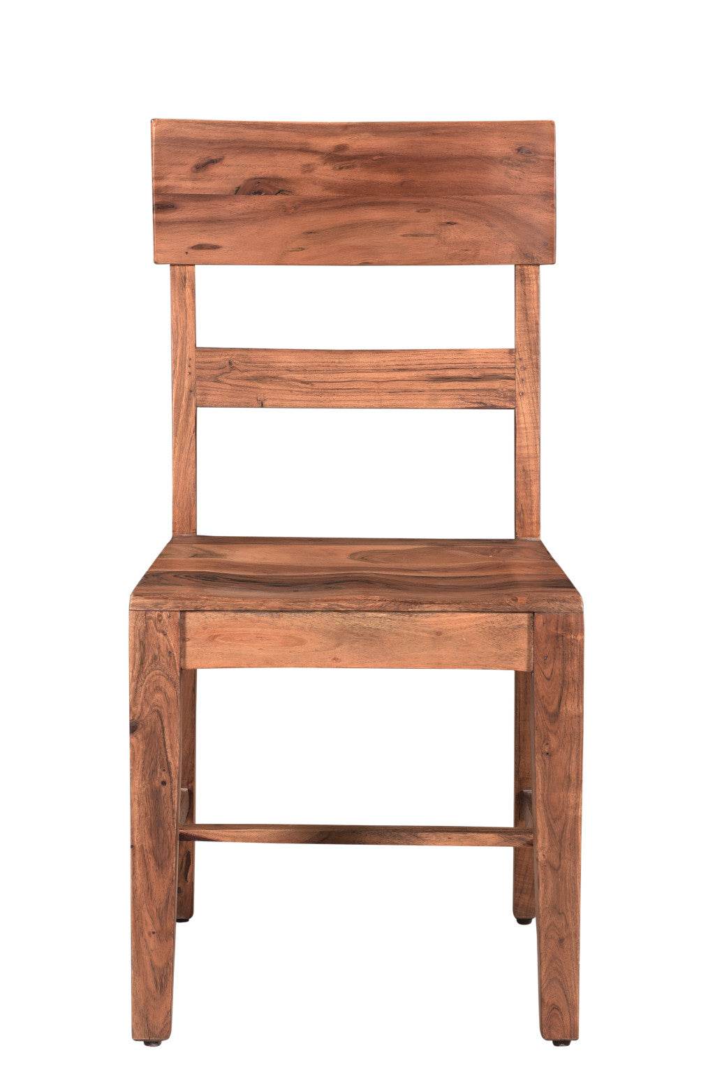 Set of Two Brown Wood Ladder Back Dining Side Chairs - Loft&Timber