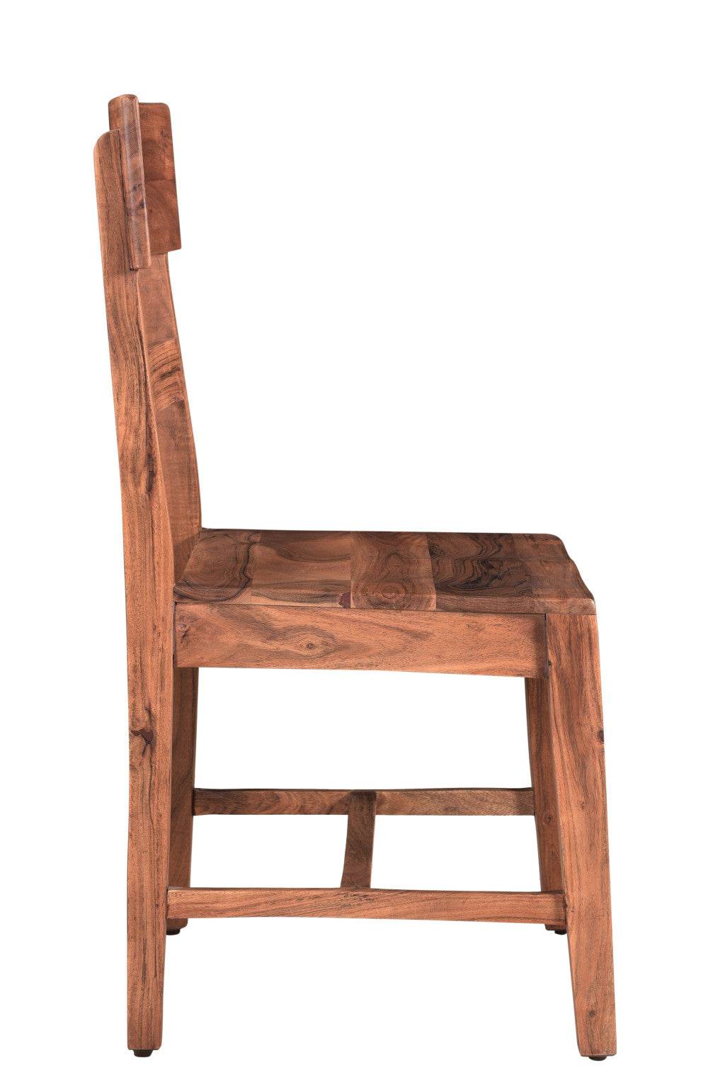 Set of Two Brown Wood Ladder Back Dining Side Chairs - Loft&Timber