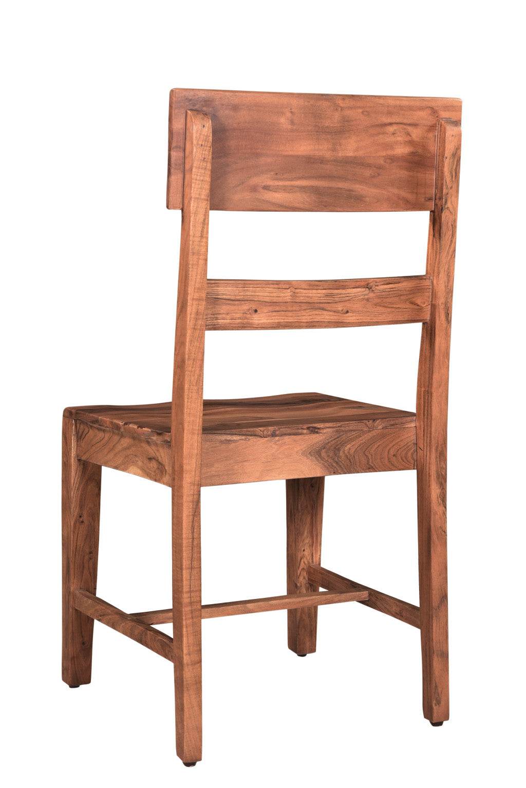 Set of Two Brown Wood Ladder Back Dining Side Chairs - Loft&Timber