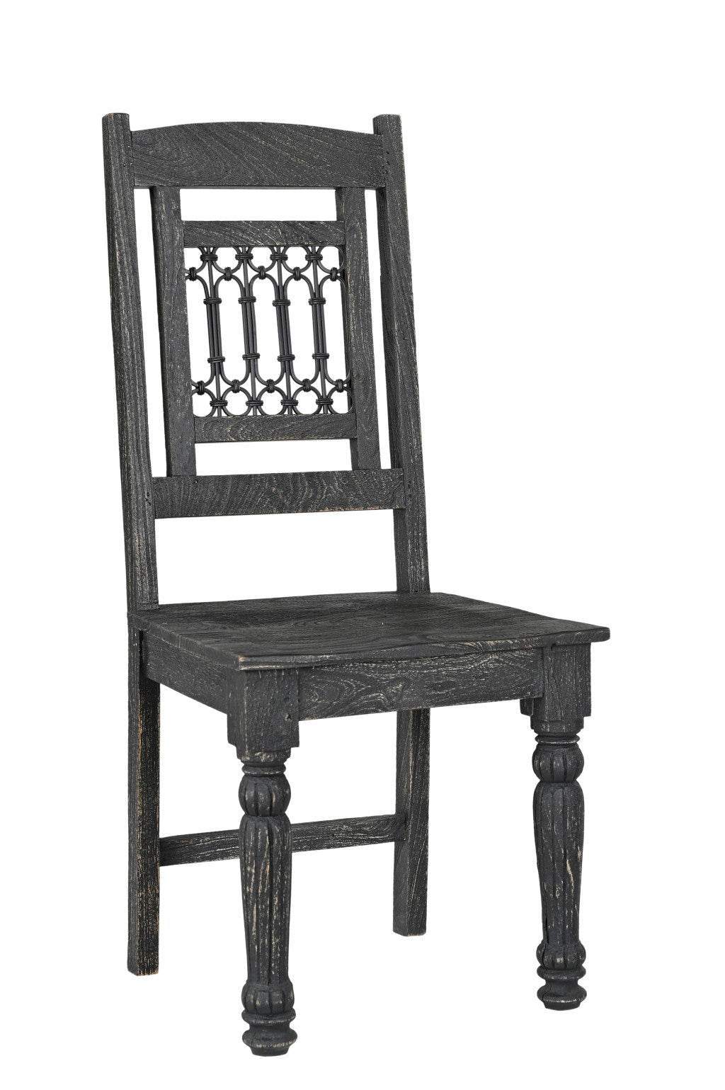 Set of Two Black Wood Slat Back Dining Side Chairs - Loft&Timber