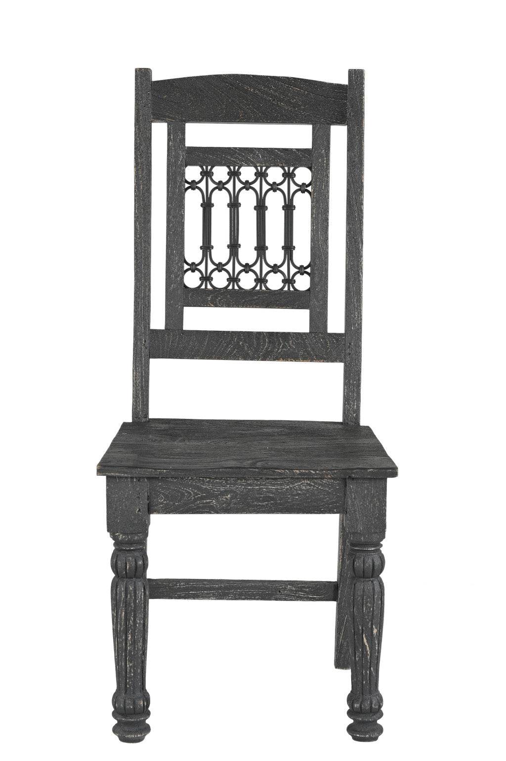 Set of Two Black Wood Slat Back Dining Side Chairs - Loft&Timber