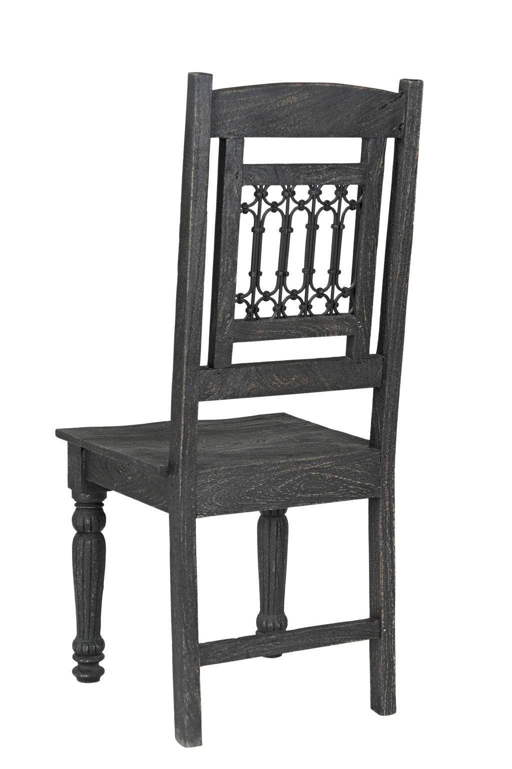 Set of Two Black Wood Slat Back Dining Side Chairs - Loft&Timber