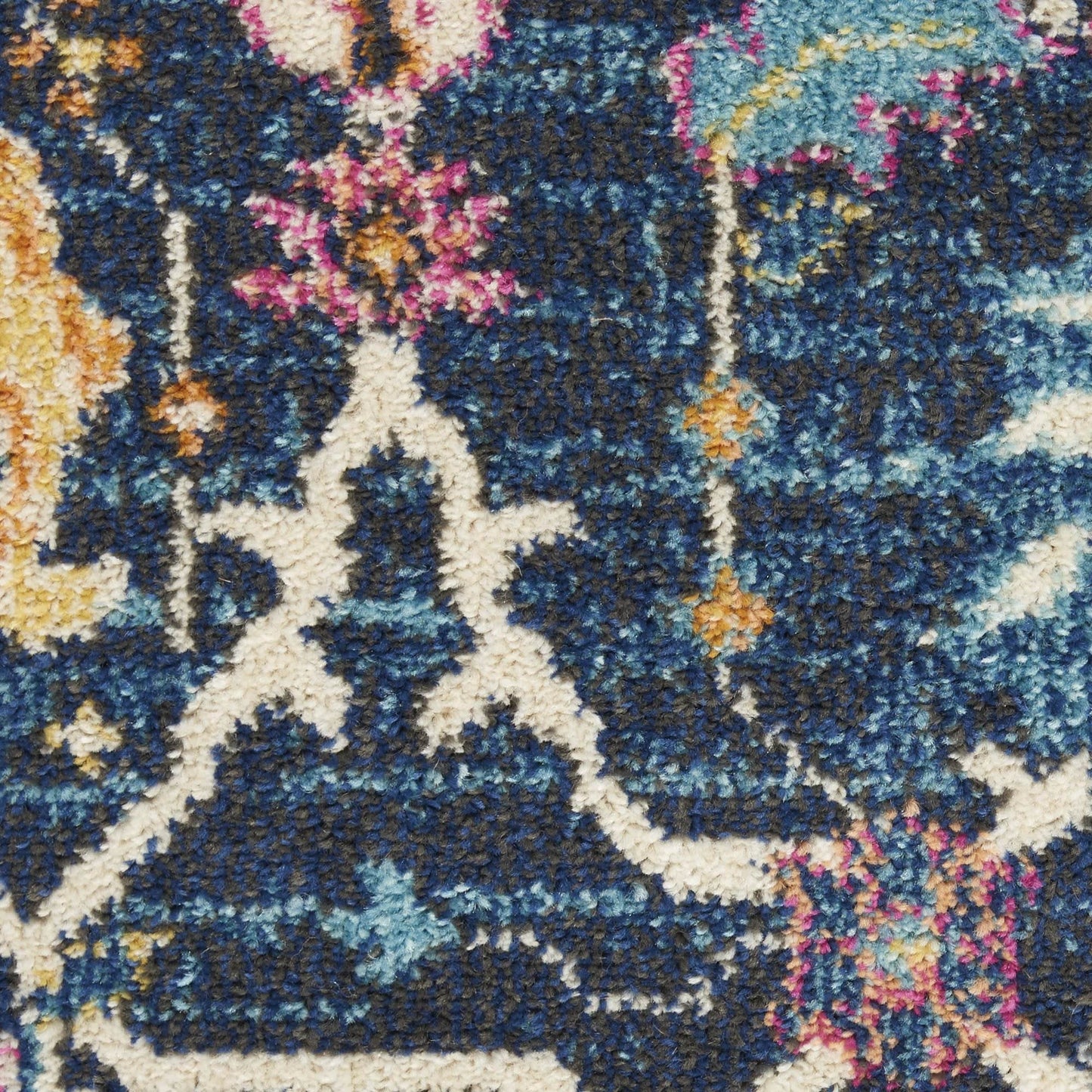 9' X 12' Blue And Gold Floral Area Rug - Loft&Timber