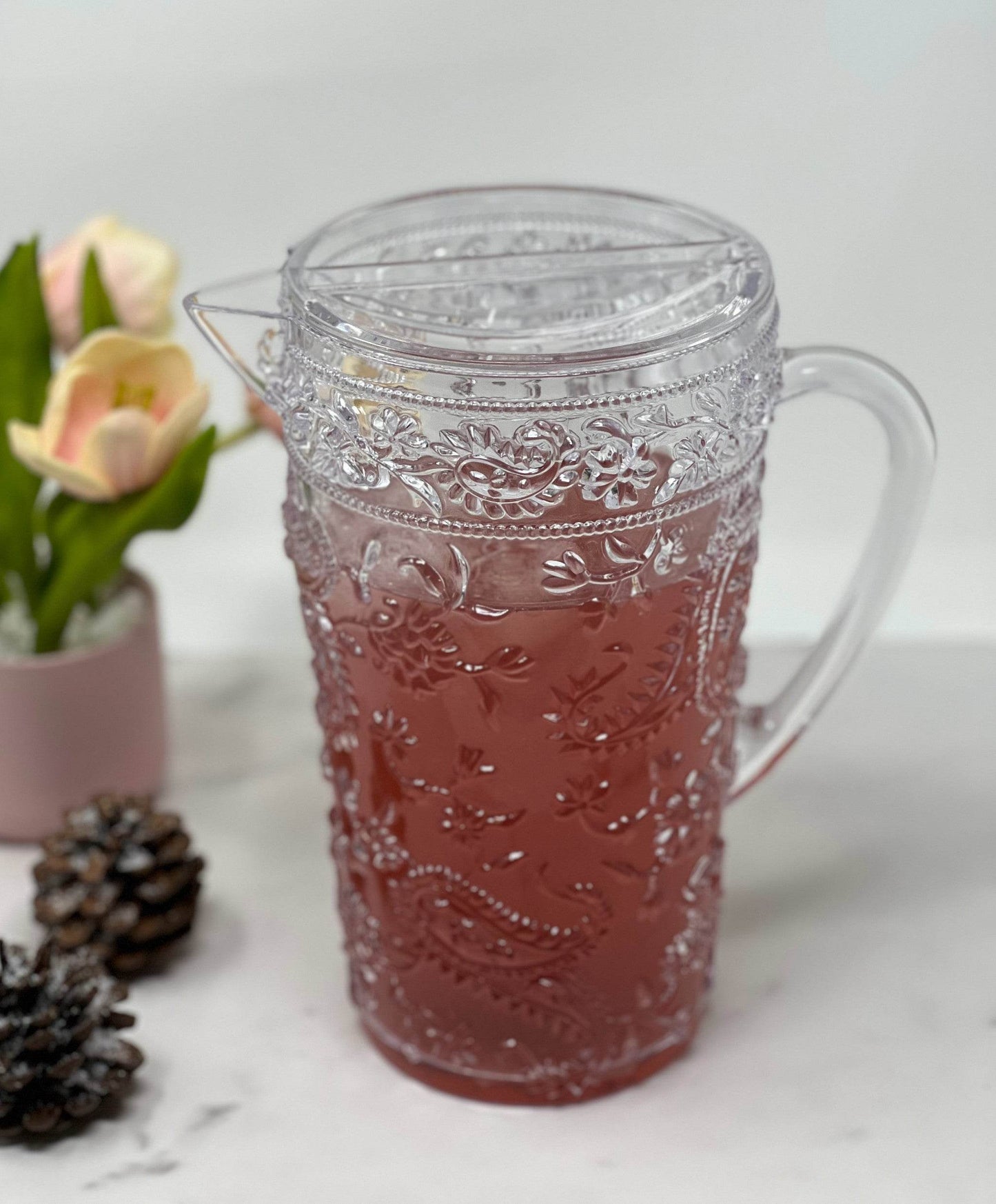 2.5 Quart Clear Paisley Acrylic Pitcher - Loft&Timber