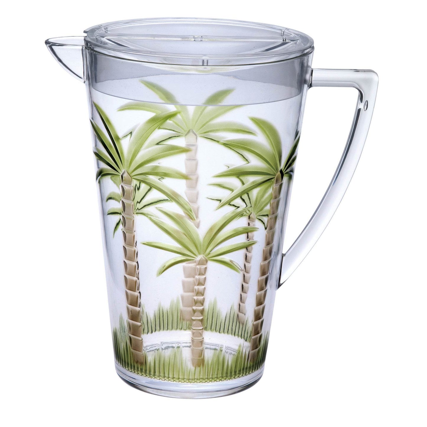 2.5 Quart Clear and Green Palm Tree Acrylic Pitcher - Loft&Timber