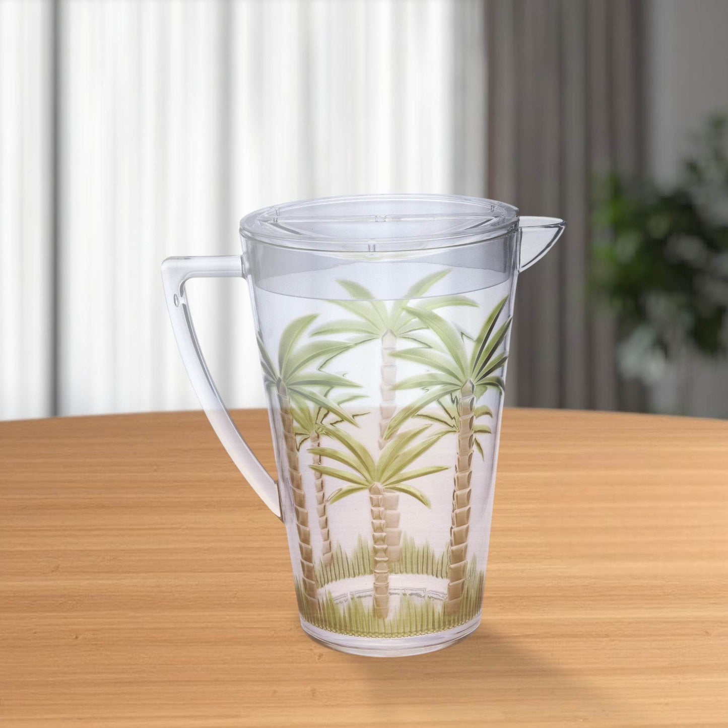 2.5 Quart Clear and Green Palm Tree Acrylic Pitcher - Loft&Timber