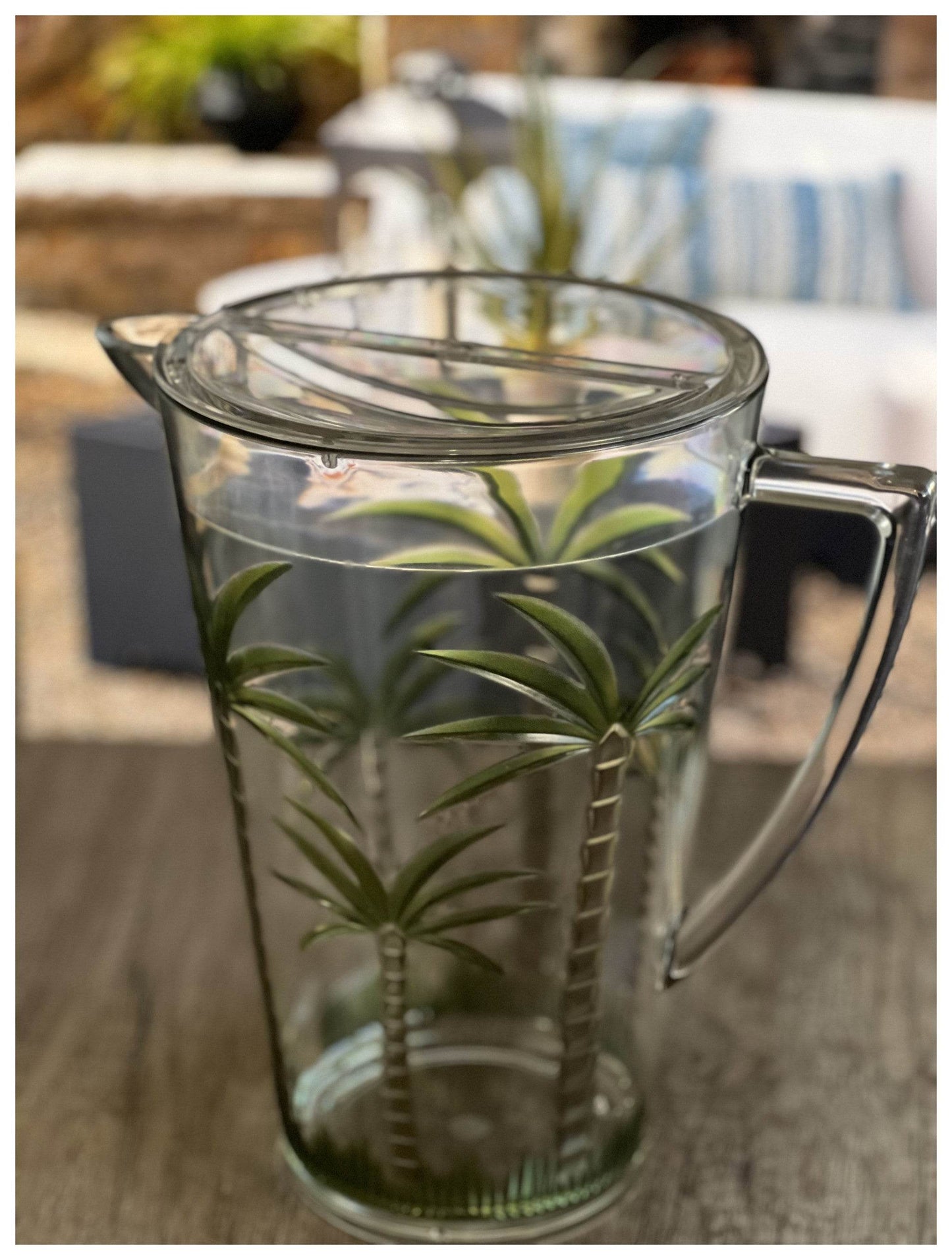 2.5 Quart Clear and Green Palm Tree Acrylic Pitcher - Loft&Timber