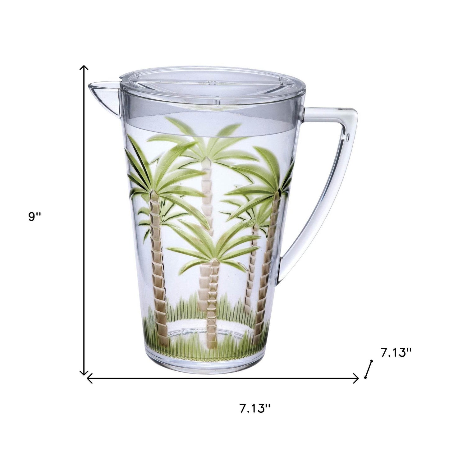 2.5 Quart Clear and Green Palm Tree Acrylic Pitcher - Loft&Timber